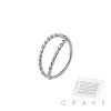 12PCS OF 925 STERLING SILVER NOSE HOOP O-RING WITH TWIST DOUBLE LINE